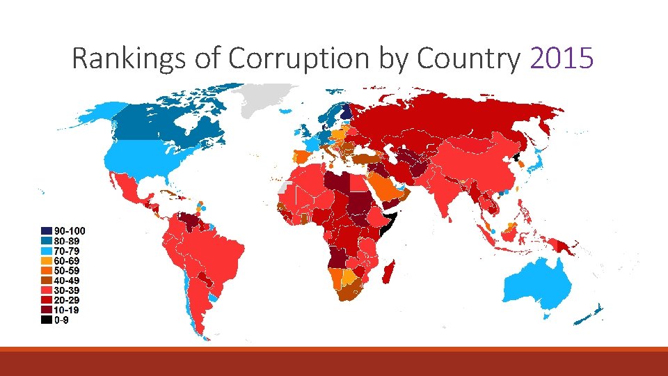 Rankings of Corruption by Country 2015 