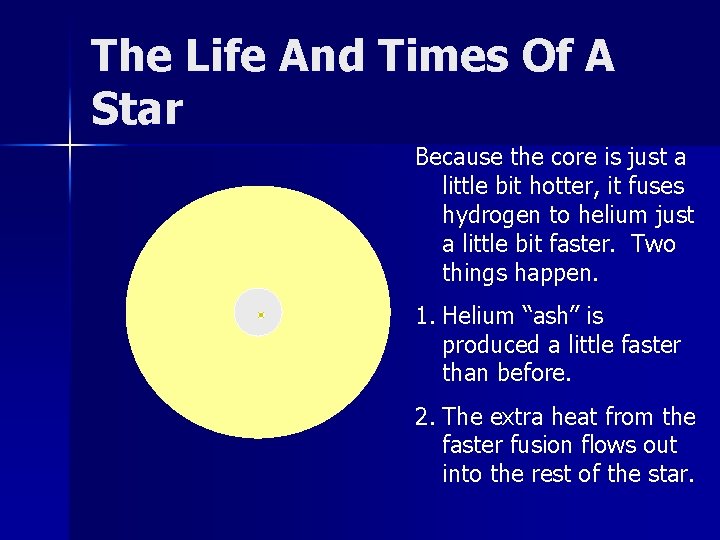 The Life And Times Of A Star Because the core is just a little