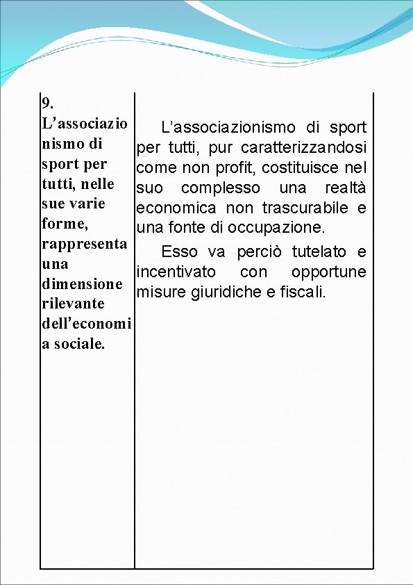 9. L’associazionismo di sport nismo di per tutti, pur caratterizzandosi sport per come non