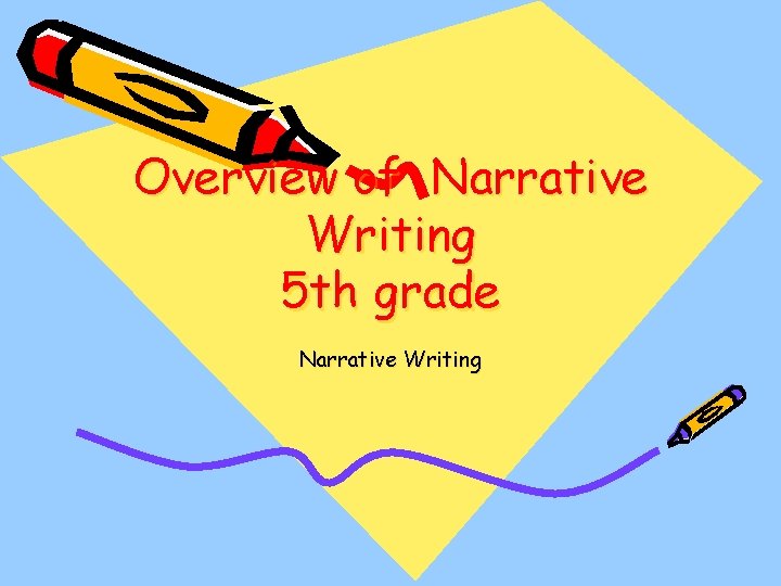 Overview of Narrative Writing 5 th grade Narrative Writing 