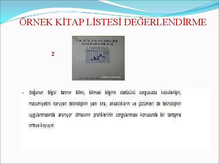 ÖRNEK KİTAP LİSTESİ DEĞERLENDİRME 2 