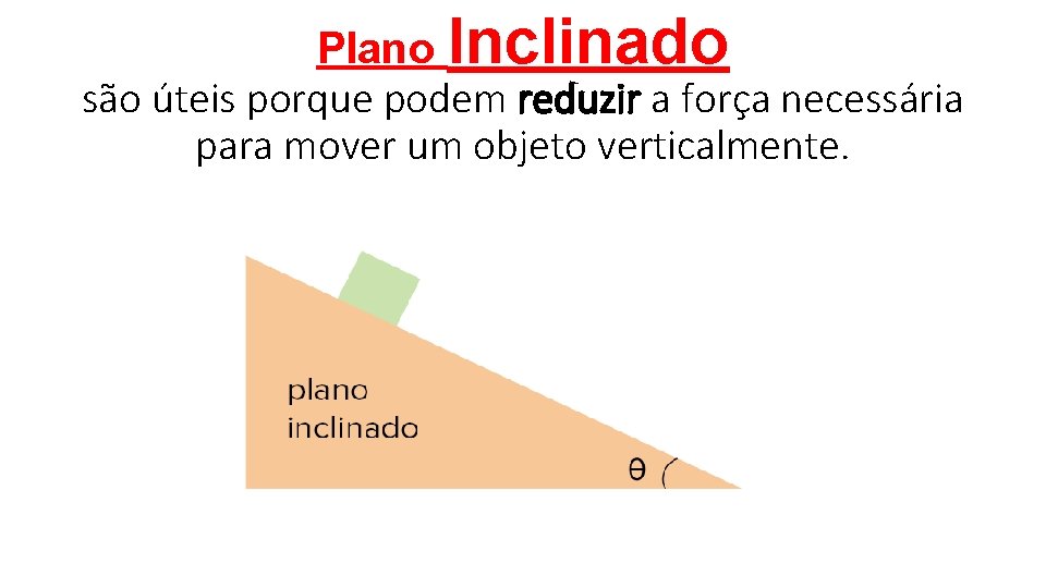  Plano Inclinado são úteis porque podem reduzir a força necessária para mover um