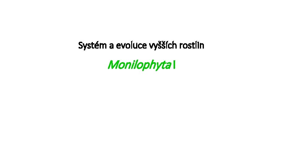 Systém a evoluce vyšších rostlin Monilophyta I 