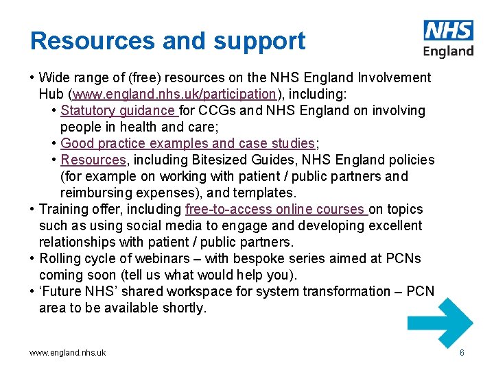 Resources and support • Wide range of (free) resources on the NHS England Involvement