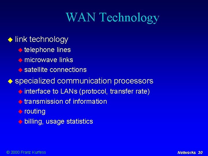 WAN Technology link technology telephone lines microwave links satellite connections specialized communication processors interface