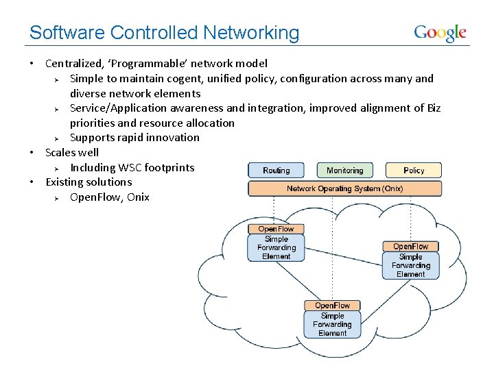 Software Controlled Networking • Centralized, ‘Programmable’ network model Ø Simple to maintain cogent, unified