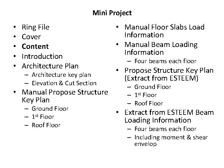 Mini Project • • • Ring File Cover Content Introduction Architecture Plan – Architecture Mini Project • • • Ring File Cover Content Introduction Architecture Plan – Architecture