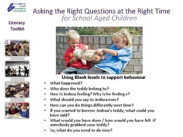 Asking the Right Questions at the Right Time Literacy Toolkit Using Blank levels to