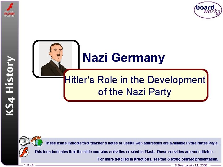 Nazi Germany Hitler’s Role in the Development of the Nazi Party These icons indicate