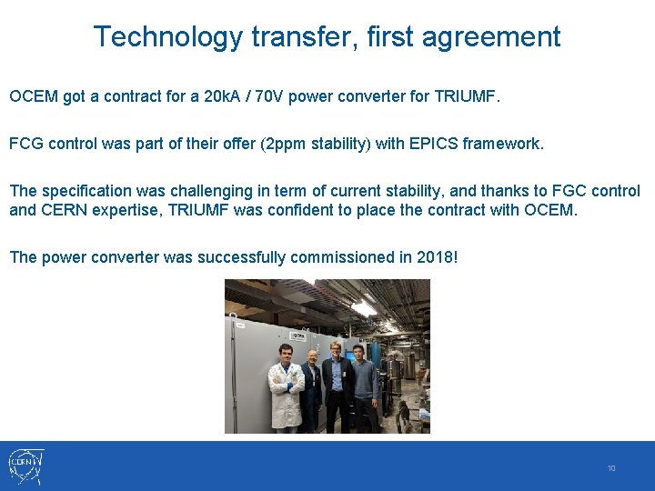 Technology transfer, first agreement OCEM got a contract for a 20 k. A /