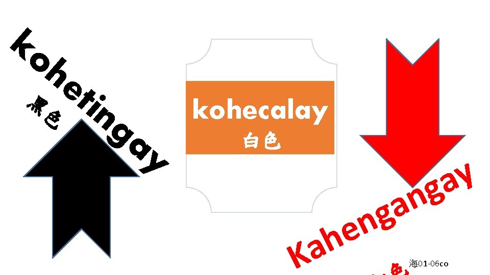 ko he 黑 色 tin ga y kohecalay 白色 e h a K y