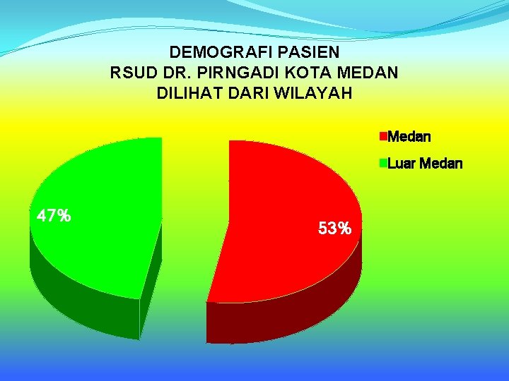 DEMOGRAFI PASIEN RSUD DR. PIRNGADI KOTA MEDAN DILIHAT DARI WILAYAH Medan Luar Medan 47%