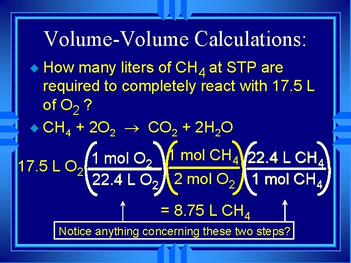 Volume-Volume Calculations: How many liters of CH 4 at STP are required to completely