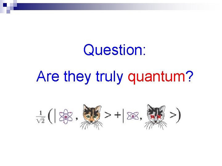 Question: Are they truly quantum? 