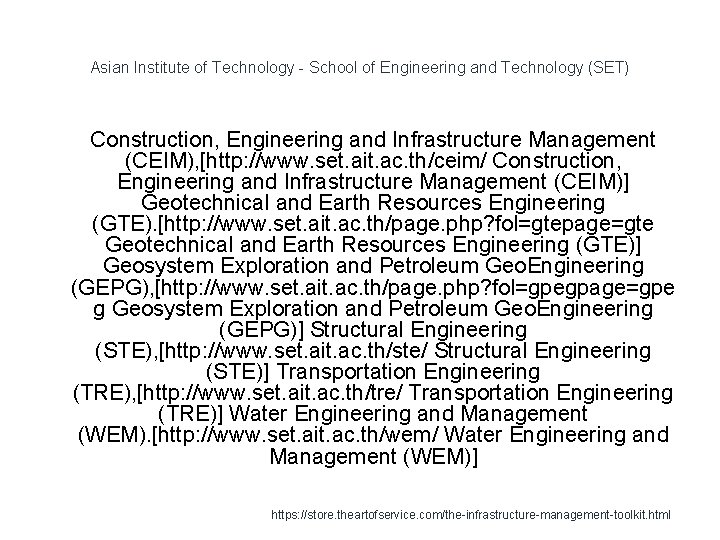 Asian Institute of Technology - School of Engineering and Technology (SET) 1 Construction, Engineering