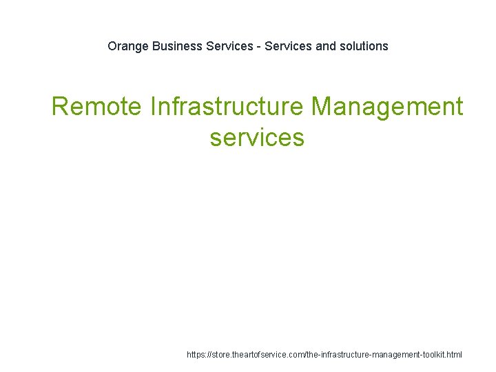 Orange Business Services - Services and solutions 1 Remote Infrastructure Management services https: //store.