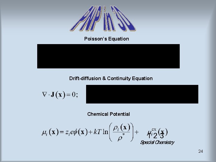 Poisson’s Equation Drift-diffusion & Continuity Equation Chemical Potential 24 Poisson’s Equation Drift-diffusion & Continuity Equation Chemical Potential 24