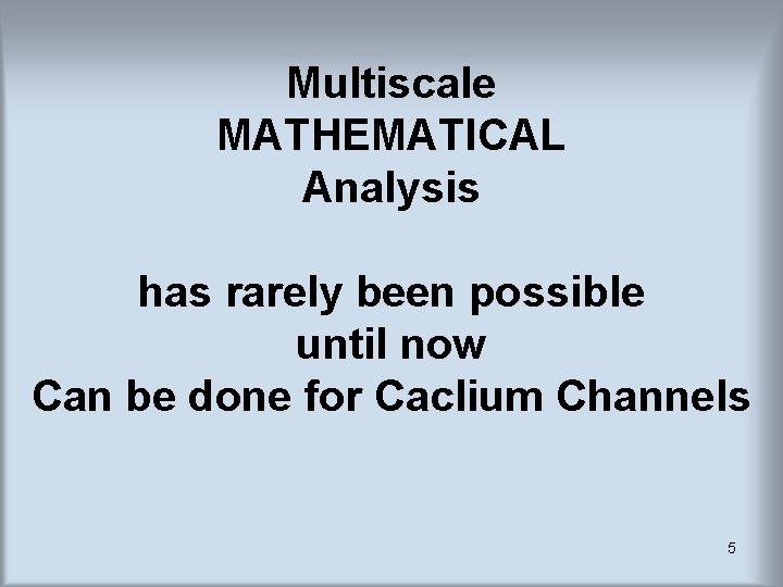 Multiscale MATHEMATICAL Analysis has rarely been possible until now Can be done for Caclium Multiscale MATHEMATICAL Analysis has rarely been possible until now Can be done for Caclium