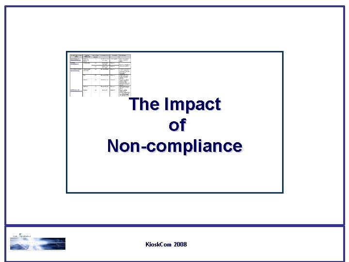 The Impact of Non-compliance Kiosk. Com 2008 The Impact of Non-compliance Kiosk. Com 2008