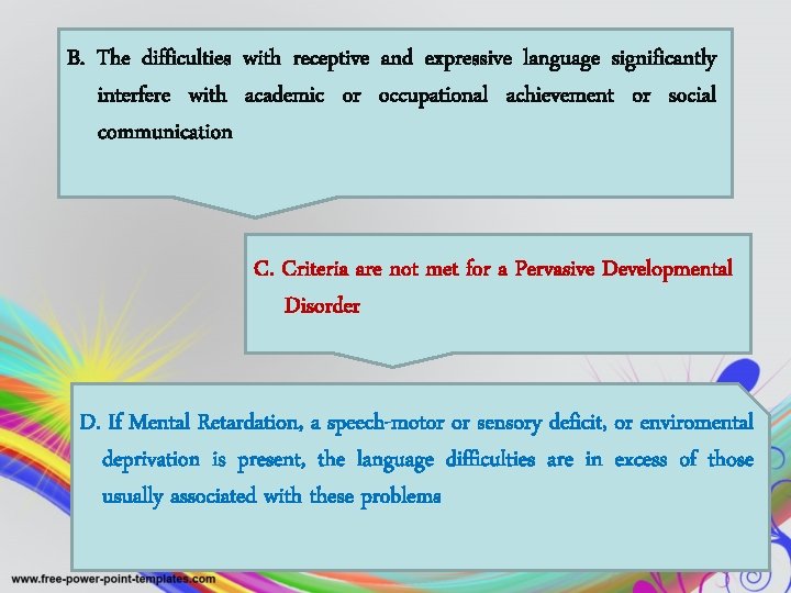 B. The difficulties with receptive and expressive language significantly interfere with academic or occupational