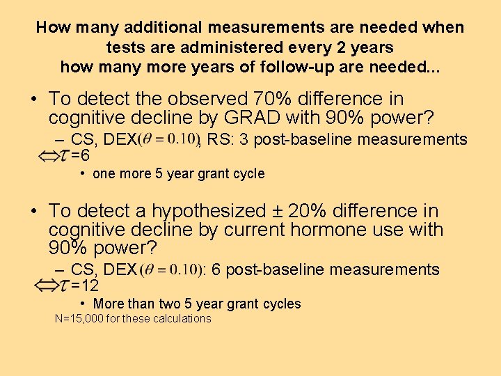 How many additional measurements are needed when tests are administered every 2 years how