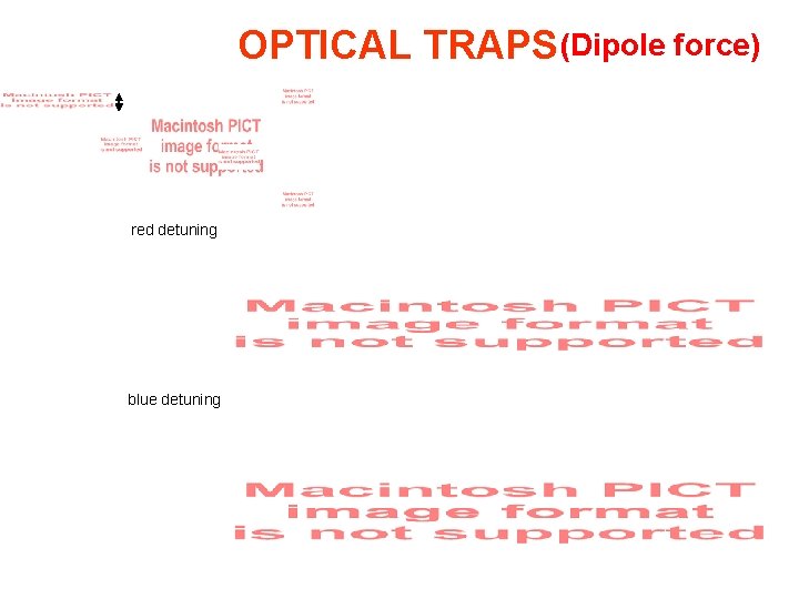 OPTICAL TRAPS (Dipole force) red detuning blue detuning 