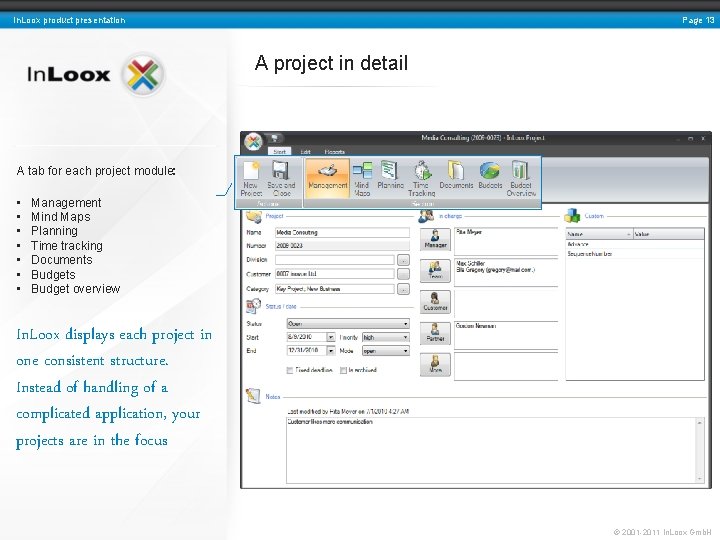 Page 13 In. Loox product presentation A project in detail A tab for each