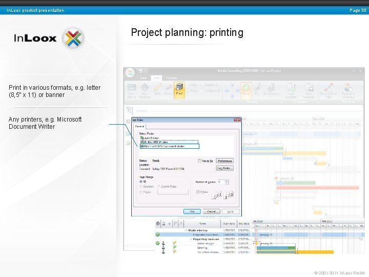 Page 35 In. Loox product presentation Project planning: printing Print in various formats, e.