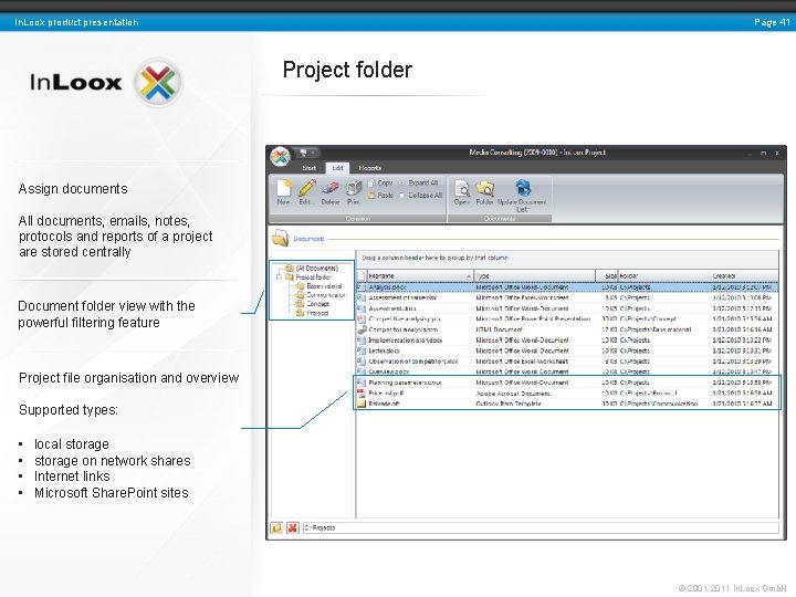Page 41 In. Loox product presentation Project folder Assign documents All documents, emails, notes,