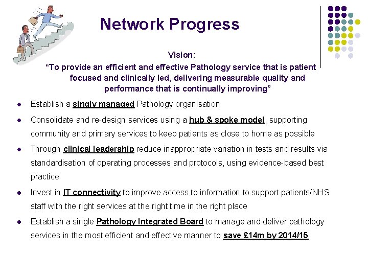 Network Progress Vision: “To provide an efficient and effective Pathology service that is patient