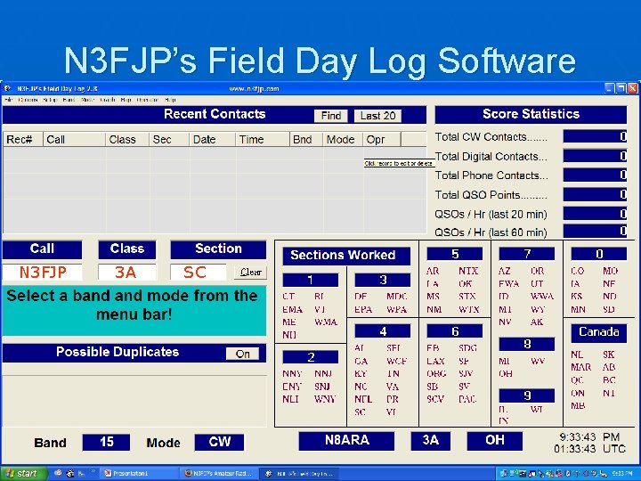 N 3 FJP’s Field Day Log Software N 3 FJP 3 A SC 