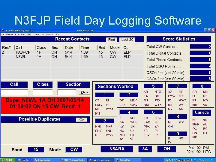 N 3 FJP Field Day Logging Software 