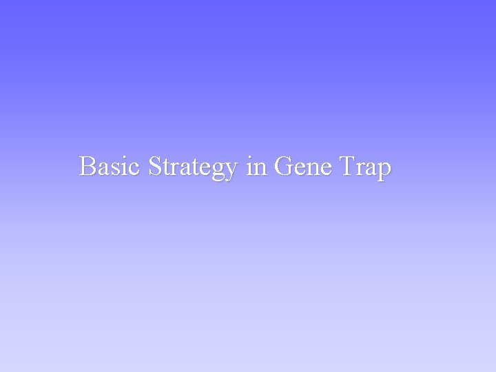Basic Strategy in Gene Trap 