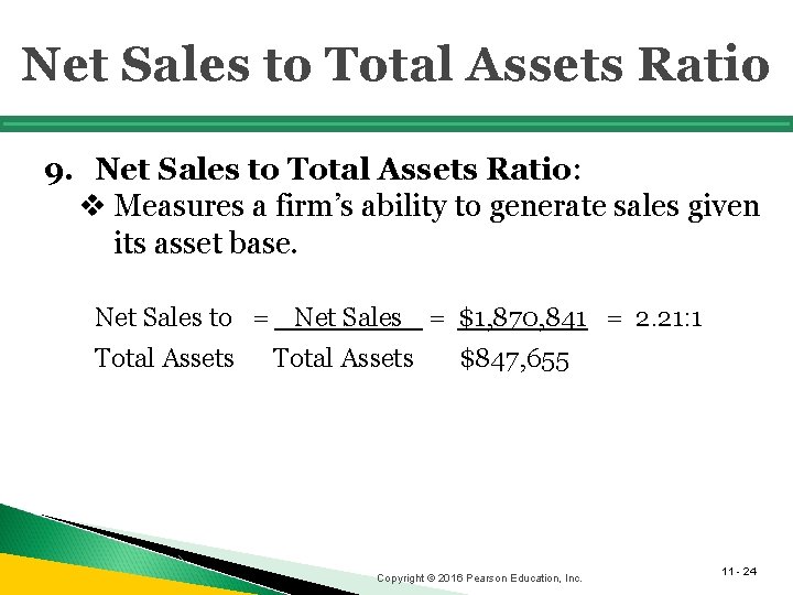 Net Sales to Total Assets Ratio 9. Net Sales to Total Assets Ratio: v