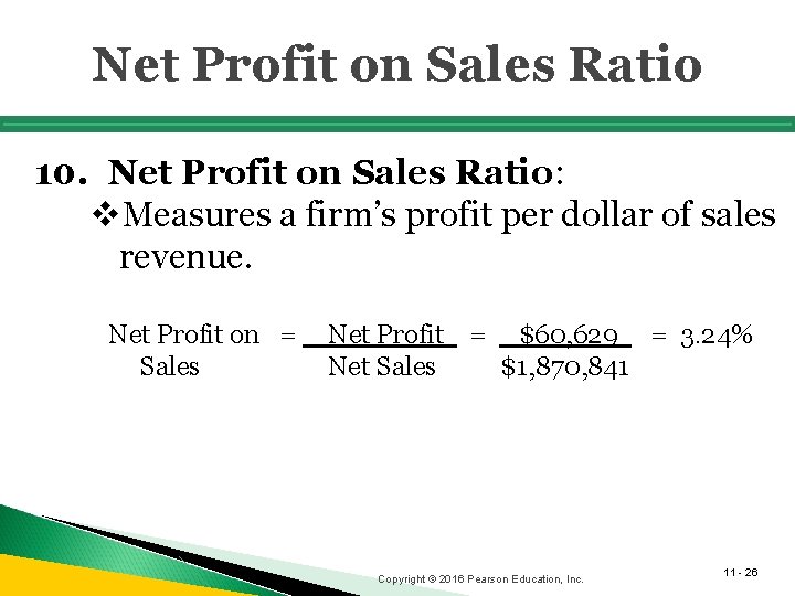 Net Profit on Sales Ratio 10. Net Profit on Sales Ratio: v. Measures a