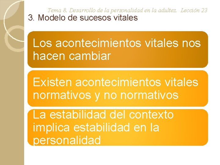 Tema 8. Desarrollo de la personalidad en la adultez. Lección 23 3. Modelo de