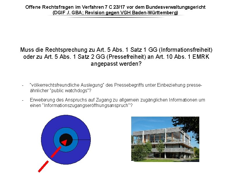 Offene Rechtsfragen im Verfahren 7 C 23/17 vor dem Bundesverwaltungsgericht (DGIF. /. GBA; Revision Offene Rechtsfragen im Verfahren 7 C 23/17 vor dem Bundesverwaltungsgericht (DGIF. /. GBA; Revision