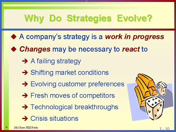 Why Do Strategies Evolve? u A company’s strategy is a work in progress u