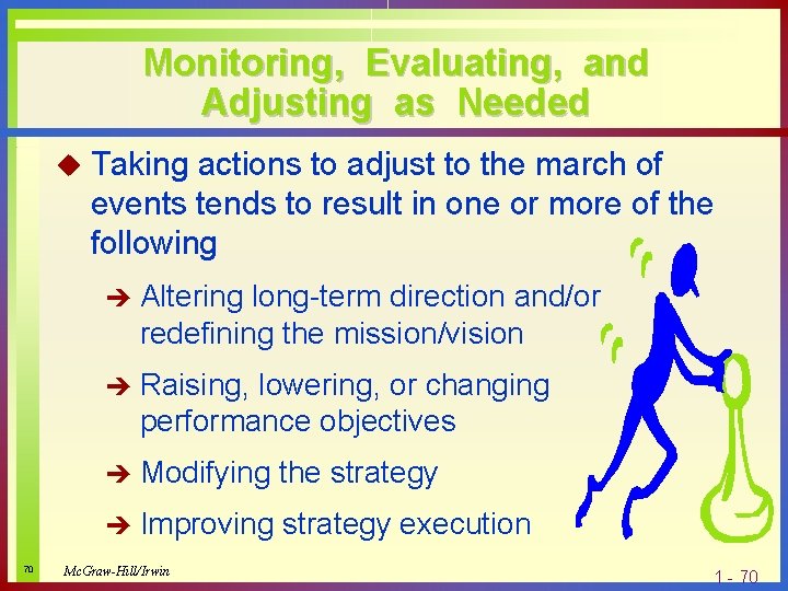 Monitoring, Evaluating, and Adjusting as Needed u 70 Taking actions to adjust to the