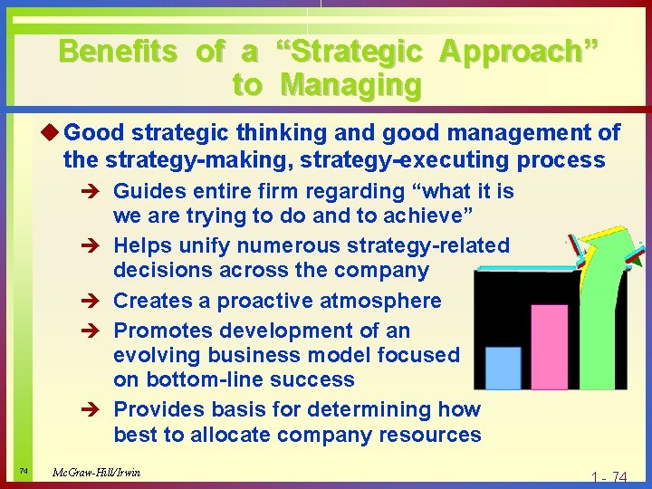 Benefits of a “Strategic Approach” to Managing u Good strategic thinking and good management