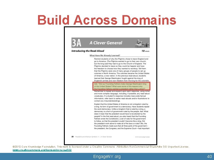 Build Across Domains © 2012 Core Knowledge Foundation. This work is licensed under a Build Across Domains © 2012 Core Knowledge Foundation. This work is licensed under a