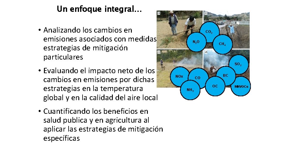 Un enfoque integral… • Analizando los cambios en emisiones asociados con medidas o estrategias