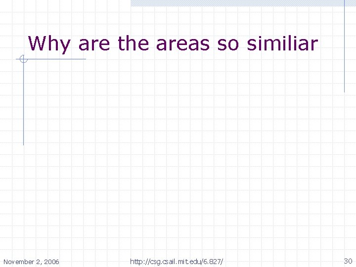 Why are the areas so similiar November 2, 2006 http: //csg. csail. mit. edu/6.