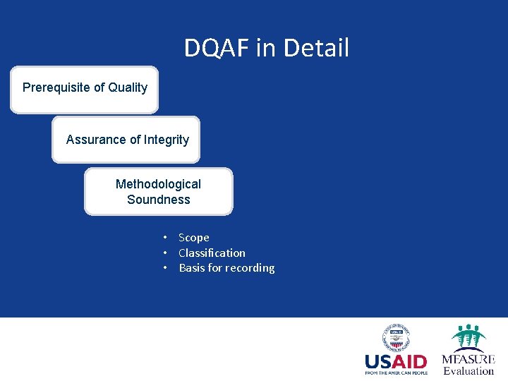 DQAF in Detail Prerequisite of Quality Assurance of Integrity Methodological Soundness • Scope •