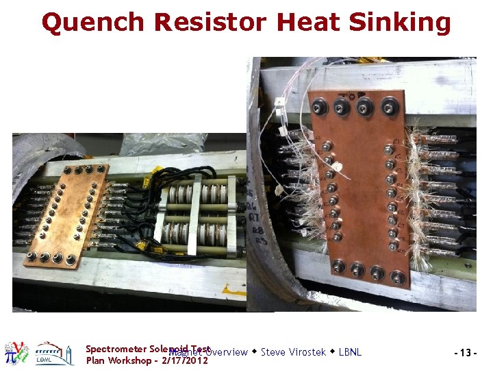 Quench Resistor Heat Sinking LBNL Spectrometer Solenoid Test Magnet Overview Steve Virostek LBNL Plan Quench Resistor Heat Sinking LBNL Spectrometer Solenoid Test Magnet Overview Steve Virostek LBNL Plan