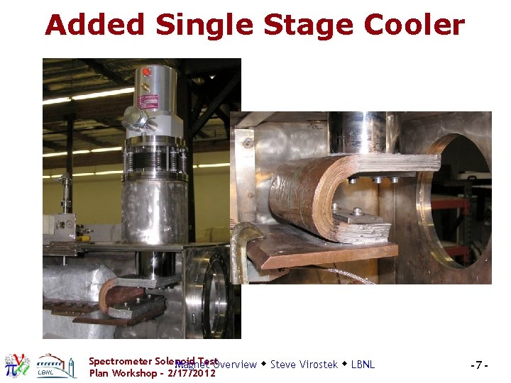 Added Single Stage Cooler LBNL Spectrometer Solenoid Test Magnet Overview Steve Virostek LBNL Plan Added Single Stage Cooler LBNL Spectrometer Solenoid Test Magnet Overview Steve Virostek LBNL Plan
