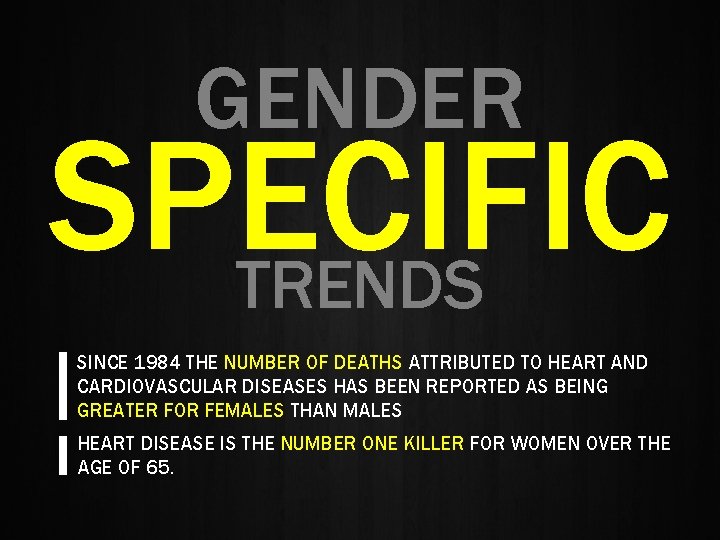 GENDER SPECIFIC TRENDS SINCE 1984 THE NUMBER OF DEATHS ATTRIBUTED TO HEART AND CARDIOVASCULAR
