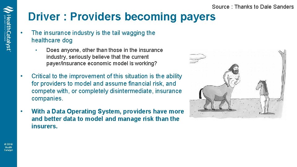 Source : Thanks to Dale Sanders Driver : Providers becoming payers • The insurance