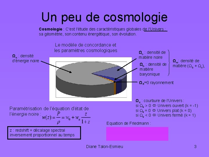 Un peu de cosmologie Cosmologie : C’est l’étude des caractéristiques globales de l’Univers :