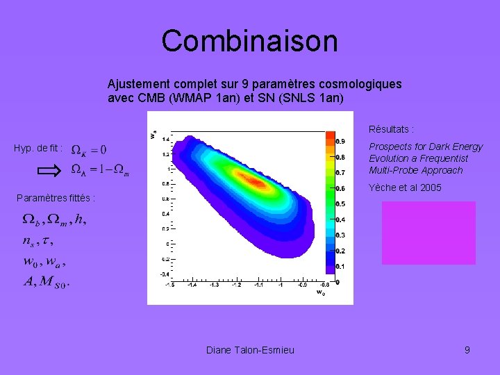 Combinaison Ajustement complet sur 9 paramètres cosmologiques avec CMB (WMAP 1 an) et SN Combinaison Ajustement complet sur 9 paramètres cosmologiques avec CMB (WMAP 1 an) et SN